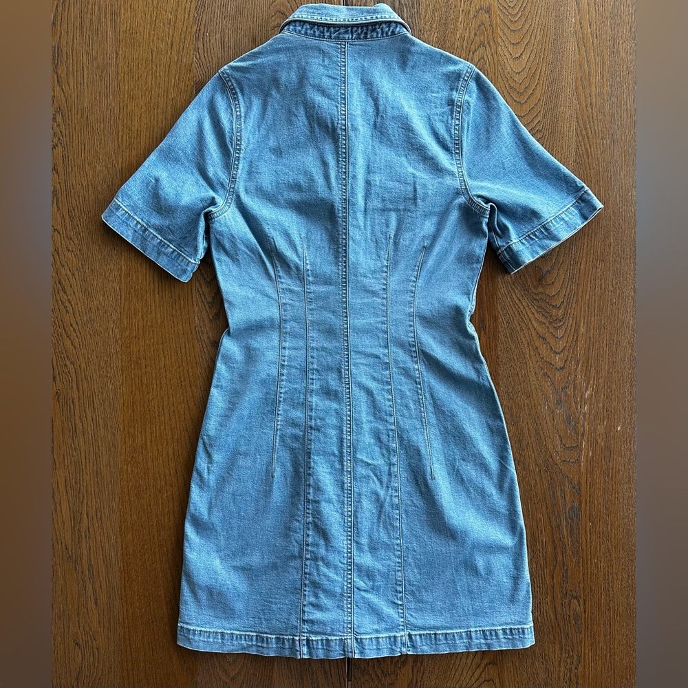 Madewell Denim Seamed Mini Shirtdress in Palermo Wash Light Blue Dress Casual - Picture 3 of 14